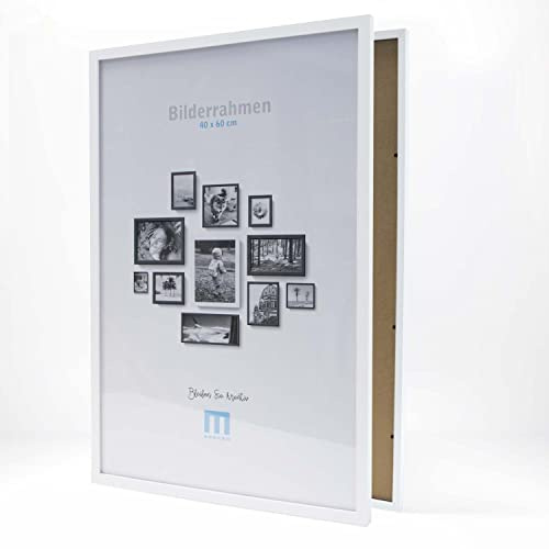 M MERCEO Bilderrahmen - moderner Fotorahmen - edle Wanddekoration - Holzrahmen für Fotos - Rahmen aus Holz in Weiß - 40 cm x 60 cm