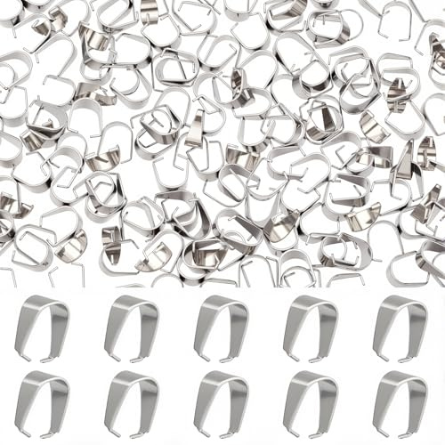 SUNNYCLUE 1 Box 200 Stück Edelstahl Klemmbügel Zum Aufstecken Anhängerbügel Verbindungsstücke Klemmverschlüsse 5x7x10 mm Eispickel Klemmbügel Offener Verschluss Bügel Für Schmuckherstellung Halskette