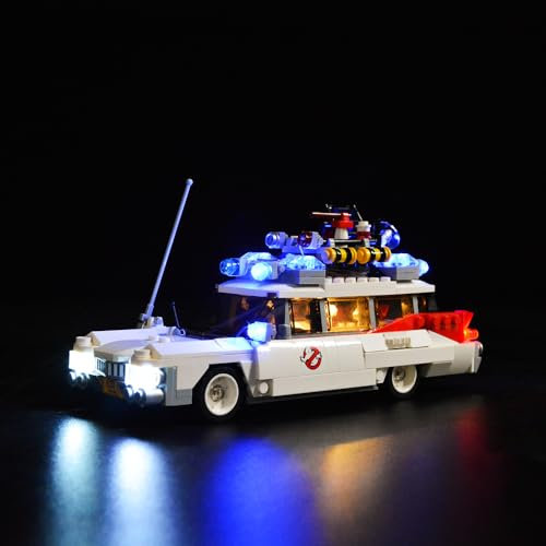 Kyglaring LED Light Kit for Lego Icons Ghostbusters Ecto-1 Car Building Set，the Lighting Set Compatible with Lego Car 21108- No Model（Classic Version）