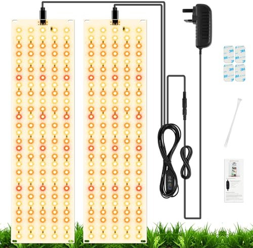 OFFCUP Grow Lights for Indoor Plants, 2pcs 5000K Full Spectrum LED Plant Light, 270 LEDs Plant Grow Light with Auto On/Off 3/9/12H Timer, 3 Modes, 10-Level Dimmable, Use for Indoor Growth