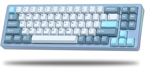 LQXQ S-K71 Tastiera meccanica wireless 68%, Tastiera da gioco con guscio in lega di alluminio CNC Bluetooth/2.4G/Cablata sostituibile a caldo, Tastiera 4600mAh RGB per Mac/Win, Blu