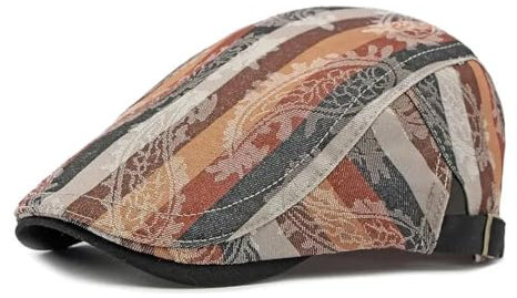 WOYUANSHA Barett Baskenmützen Für Herren Kappen Mit Baumwolldruck Flache Schirmmütze Für Herren Und Damen Maler-Baskenmütze 55–60 cm Verstellbar Orange