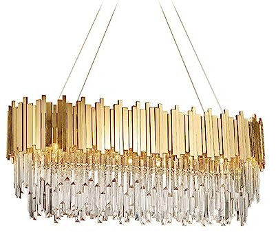 LUOYAOB Modernes Kristall Kronleuchter Rechteckiger Kristallkronleuchter Moderne lineare Pendelleuchte K9 Crystal große ovale Gold Kronleuchter for Esszimmer, Kücheninsel, Wohnzimmer Pendelleuchte