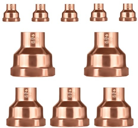 (Pack of 10) EFIELD 1/2 C x 3/4 FNPT Copper Female Adapters, LF Copper Plumbing Fittings with Sweat Solder X FNPT Connection (1/2 C X 3/4 F),(COPPER039)