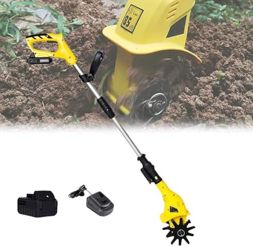LNNW Tiller Rotavator Motozappa elettrica senza fili con batteria ricaricabile e caricabatterie - Larghezza di lavoro 10 cm Profondità di lavorazione 16 cm coltivatore di terreno Attrezzo da giardinag