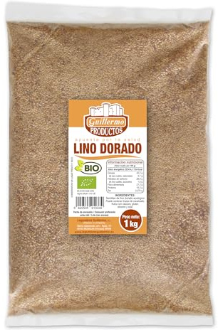 Guillermo | Semillas de lino dorado BIO - 1 Kg. | 100% ecológicas | Ácidos grasos Omega-3 y fibra | Reducción del colesterol
