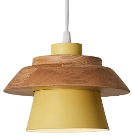 ZGDHWCR Lámpara colgante de metal de madera de estilo japonés, pantalla de lámpara colgante de color creativo, lámpara de araña de una sola cabeza con fuente de luz E27, accesorios de iluminación de t