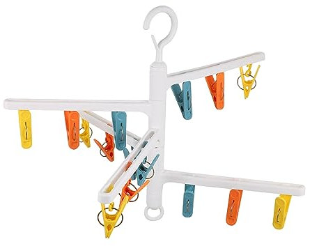 Warmhm 1pezzi Appendiabiti Rotante Multifunzionale Pp Per Asciugatura Indumenti Supporto Per Biancheria Da Balcone e Casa Facile Da Usare Clip Design Pratico e Innovativo