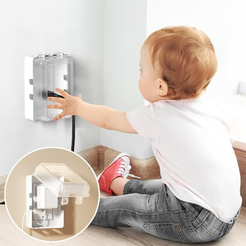EUDEMON 1 Packung aktualisierte Baby-Sicherheits-Steckdosenabdeckung, kindersichere Steckerabdeckung – mehr Platz für große Stecker, einfach zu installieren und zu verwenden (transparent)
