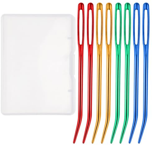 8 agujas de relleno para lana, accesorios de ganchillo, agujas de lana, agujas de relleno con ojal grande, juego de agujas de hilo de punta curvada, agujas romas, agujas de coser coloridas, con