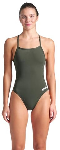 ARENA Solid Challenge Team Costume Intero Donna, Costume Donna ad Asciugatura Rapida, Costume da Bagno Sportivo in Tessuto MaxLife Eco Resistente al Cloro, Protezione UV, Tessuto Frontale Foderato
