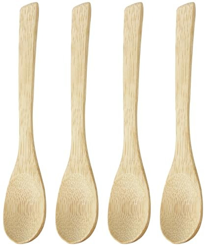 XIASHENG 4 Pezzi Cucchiaio Legno Cucina, 16 cm, Bambù, Fatto a Mano, Multiuso