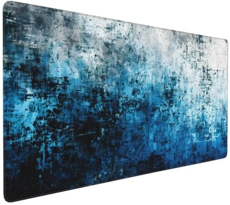 Tapis de Souris 80x40 cm Grand Tapis Souris XXL, Bleu abstrait Tapis de Souris Bureau Gamer, à Bords Cousus, Base en Caoutchouc Antidérapante, Sous Main pour Clavier et Souris, Decoration Maison E-599