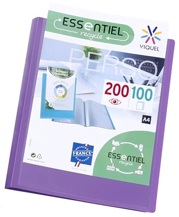 Viquel - Sichtmappe, A4, 200 Ansichten, Essentiel, personalisierbar, hergestellt in Frankreich, 100 hochwertige Hüllen, glatt, Violett
