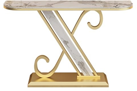 Mesas consola de sofá, mesa de pasillo, mesa de entrada, mesa consola con almacenamiento, mesa auxiliar contemporánea, mesa de entrada, para salón, pasillo, chimenea (dorado B, 150 cm)
