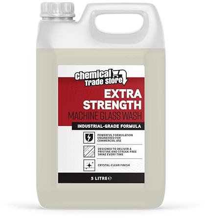 Chemical Trade - Professional Machine Glass Wash 5L, Crystal-Clear Stain-Free Glass Cleaner for Commercial Dishwashers, Eliminate Watermarks, Fast-Drying Formula