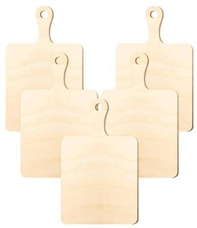 Housoutil Lot De 5 Planches À Découper En Bois Avec Poignée Planche À Décorer En Bois Brut 23.00 X 14.00 X 0.30 cm Pour Bricolage Peinture Cuisine Et Présentation