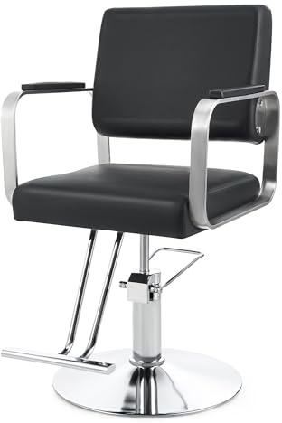 CO-Z Friseurstuhl Friseurstühle 360° Drehbar 41-56 cm Höhenverstellbar, Hydraulischer Barberstuhl mit Gewichtetem Stahlsockel, 250kg Tragkraft, Frisörstuhl für Schönheitssalon Friseursalon