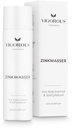 VIGOROUS® Zink Gesichtswasser 120ml anti Pickel Gesichtsreinigung Männer & Frauen- Salicylsäure & Niacinamide face cleanser gegen unreine Haut Gesicht - Vegan gegen Pickel im Gesicht & hormonelle Akne