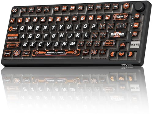 RK ROYAL KLUDGE 75% HE Mechanical Gaming Keyboard Wired Hall Effect Magnetic Compact Keyboard with Rapid Trigger 8000Hz Polling Rate Hot Swappable PCB RGB Backlit PBT Keycaps Volume Knob