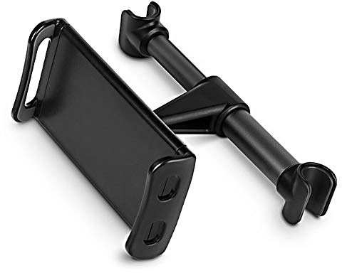 Klanata Hållare för bilstöd, 360° roterbar telefonhållare och surfplattehållare för baksäte, universell justerbar spjälsäng med stång i aluminiumlegering (svart)