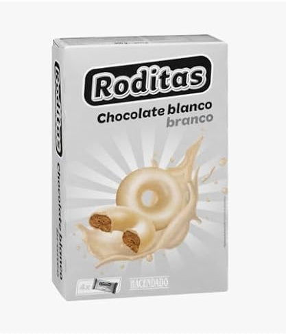 Gallettes Roditas enrobées de chocolat blanc Hacendado – Lot de 3 × 300 g – 4 sachets par boîte – Délicieux biscuit croustillant au chocolat blanc