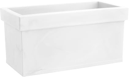 NICOLI Vaso in Resina Themis Cassetta 80 cm per Interni ed Esterni, Fioriera Rettangolare Resistente ai Raggi UV, Design Moderno per Piante e Fiori - Cenere (Bianco)