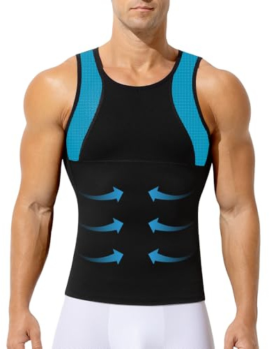 Casey Kevin Camisa Compresión Hombre Chaleco de Compresión Faja Reductora Hombre Body Shaper Camiseta Reductora Camiseta Tirantes para Gym Fitness Deportivas