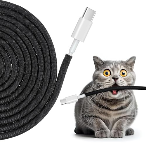 16ft - 5/16 Inch Cord Protectors Wire Protector from Pets Cable Sleeve Split Sleeving Expandable Braided Cable Management Sleeve for Cord Wrap Computer/Electric Wires/Phone Black