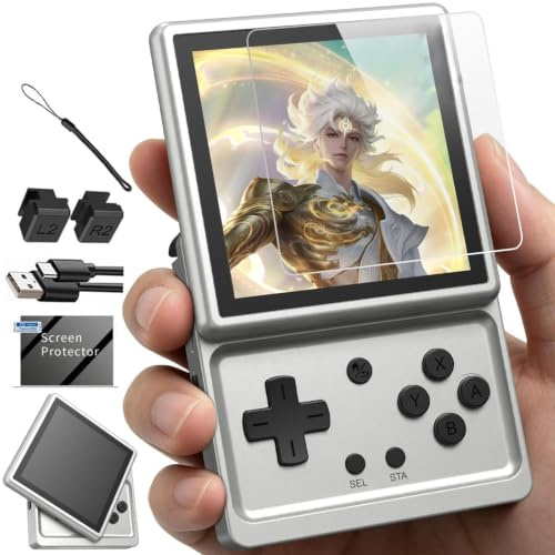 RG Rotate Retro Handheld Game Console, 3.5 Swivel Screen Android Portable Player, Unisoc T618 Chip 3GB+32GB, 2000mAh Battery, Aluminum Alloy Body