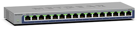 NETGEAR GS116UK Gigabit Ethernet Network Switch, Hub, Desktop and ProSAFE Lifetime Protection, 16 Port