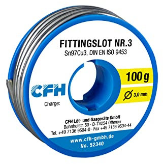 CFH Fittingslot WL 340 – Lötzinn Ø 3,0 mm, 100 g, bleifrei, ideales Lot zum präzisen Weichlöten von Kupferrohren in der Kalt- und Warmwasserinstallation, hochwertige Qualität, Made in Germany