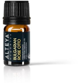 Olio essenziale biologico di rosa bulgara (Rosa Damascena) Alteya da 4.3 ml — Con certificazione USDA Organic — Distillato a vapore, puro, naturale e autentico venduto direttamente da Alteya Organics