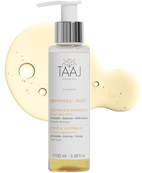TAAJ | Huile Minceur Ayurvédique - ABHYANGA | Huile Anticellulite Raffermissante & Drainante | Raffermi & Lisse la peau | Réduit l’aspect de la Cellulite | Nourrit en profondeur | Vegan | 100 ml