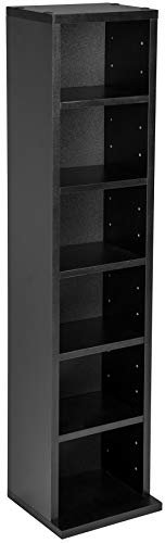 TecTake® Scaffale Porta CD DVD Archiviazione 102 CD, Supporto di Archiviazione, 6 Piani, Facile da Montare, Materiale MDF con Rivestimento Plastico, Dimensioni 90 x 21 x 20 cm, Peso 5,5 kg - Nero