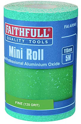 Faithfull FAIAR5120G 5M Fine (120 Grit) Sandpaper Roll Green (Pro) 115mm x 5M