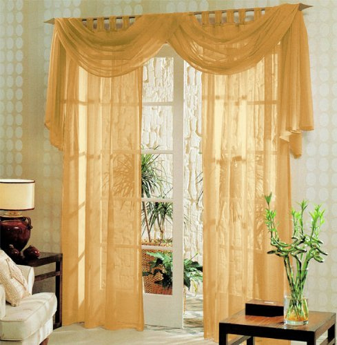 Voile komplett GARDINEN Set 3tlg., Gelb, 60999