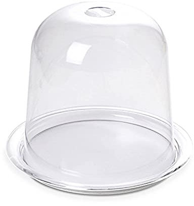 Omada Design Porta Panettone, Pandoro, Dolci, Torte, Vassoio Antigraffio da 25 cm (interno), Campana Alta, Made in Italy, Linea Trendy, Trasparente