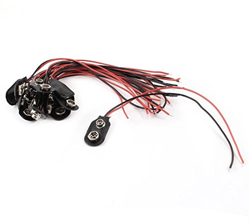 sourcing map 15Stück 15cm Drahtseil 9V 9 Volt Batterie Clip Stecker T typ | Anschluss, de de