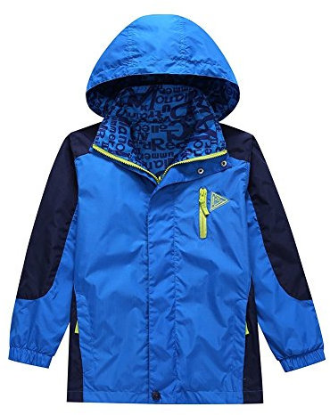 BASADINA Boy Waterproof Raincoat - UPF 50 Protection Kids Jacket, Breathable Hoodie Jacket Coat, Outdoor Rain Jacket - Wind Resistant 5-14 Years for Travelling