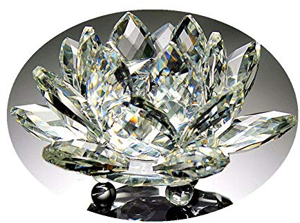 TYGJB Fin kvarts kristall besot lotusblomma naturliga stenar och mineraler Feng Shui sfär kristaller blommor för bröllop souvenirer (vit)