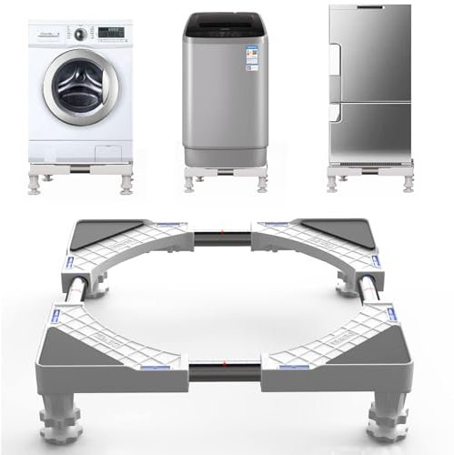 SEISSO Soporte para lavadora con 4 patas para lavadoras, frigoríficos y secadoras, Base Lavadora ajustable 45cm-65cm Carga 300 kg