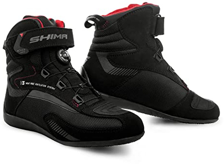 SHIMA EXO Vented Lady, Motorradschuhe für Damen - Verstärkte Straßenreitschuhe mit ATOP-Verschlusssystem, Knöchelstütze, rutschfeste Sohle, Schaltgriff (Schwarz, 37) | Atmungsaktiv