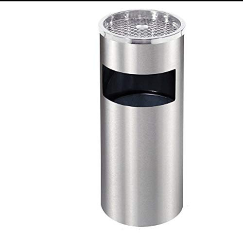 Papelera de reciclaje de basura Contenedor de basura for exteriores de acero inoxidable independiente, soporte for cenicero de cigarrillos, contenedor de cenicero de pie, contenedor de basura de metal