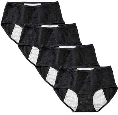 Yintry Biancheria Intima per mestruazioni per Ragazze Adolescenti Mutandine per Il Ciclo mestruale Slip protettivi a Rete Confezione da 4 (Utilizzare con Tamponi)