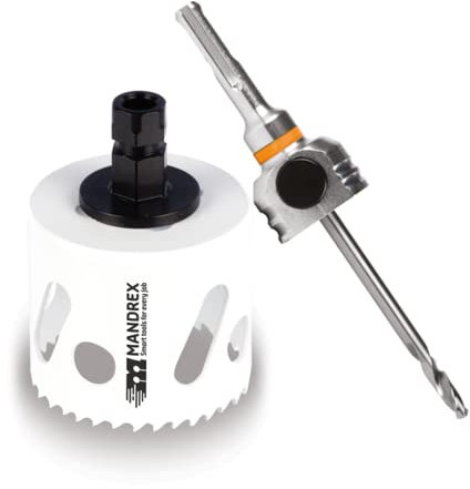 Mandrex MHB4Q168B+MX200020SB Scie cloche bimétallique SpeedXcut 8 % alliage de cobalt et profondeur de coupe 45 mm pour acier inoxydable, aluminium et résine époxy MHB4Q168B+MX200020SB Ø 168 mm