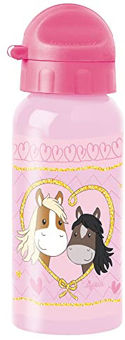 SIGIKID Edelstahl Trinkflasche Pony Love, auslaufsicher, BPA-frei, robust, leicht, Drehverschluss zerlegbar, gut zu reinigen, für Kinder 3-8 Jahre, Art.-Nr. 25286, Pferde/rosa 400 ml