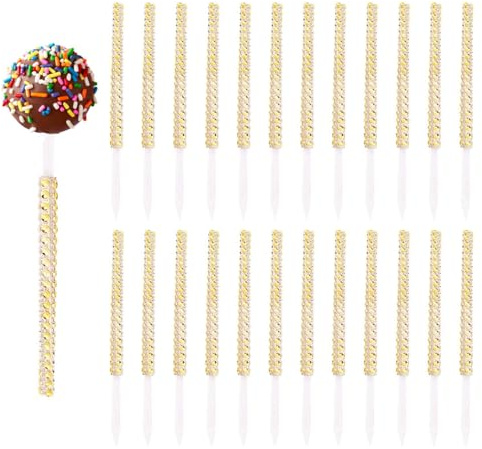 WANGCL 24 Bastoncini di Strass Bling Apple Candy Cake Stick 15,2 cm per Torta Cioccolato Caramello Apple Accessori (Oro)