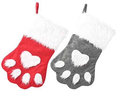 HOMSFOU 2stücke Weihnachtssocken Süßigkeitensocken Geschenktüte Dekoration Baumhängeornamente Junge Mädchen Rot