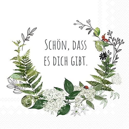 IHR Ideal Home Range - Papierservietten SCHÖN, DASS ES DICH GIBT green 20 St. Lunch-Servietten 33 cm x 33 cm